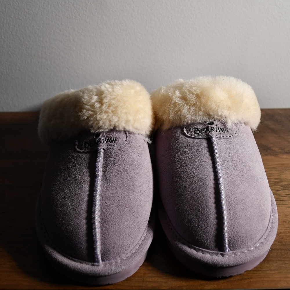 BearPaw Lavender Slippers with Soft Cream Lining